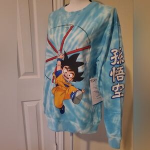 Bioworld Blue Tie-Dye Dragon Ball Graphic Kid Goku Pullover Sweatshirt